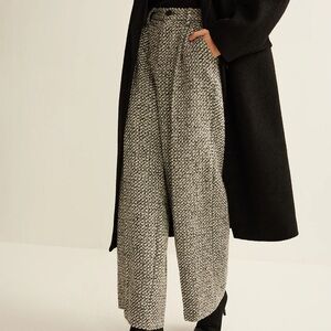 Wool Blend Tweed High Waist Pants
